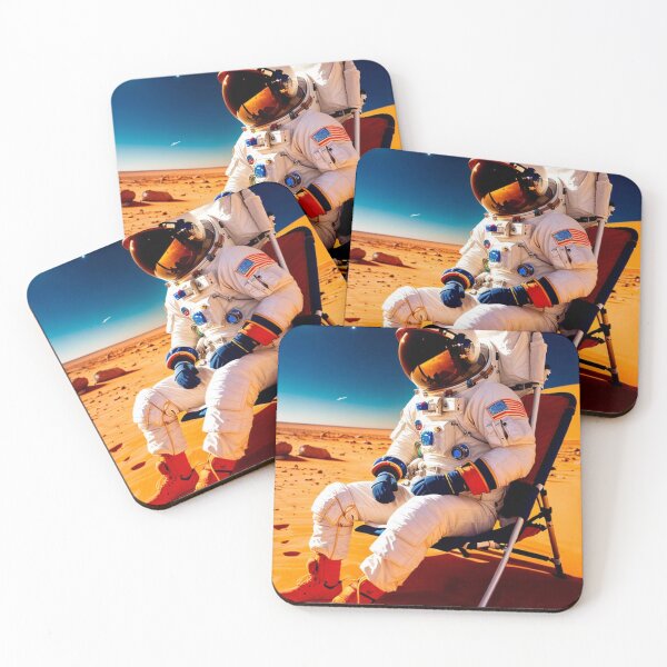 Item preview, Vintage an astronaut resting on mars in a beach chair designed and sold by MarionCerry.
