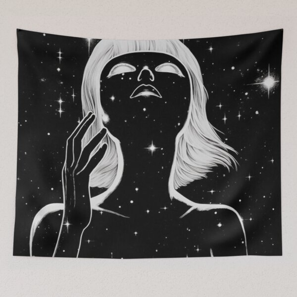 Item preview, A faceless humanoid with a star pattern and nebulas covering her face designed and sold by MarionCerry.