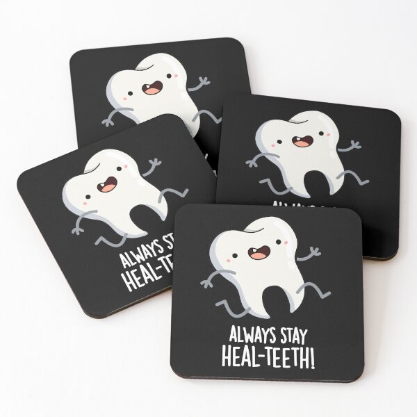 Item preview, Always Stay Heal-teeth Funny Tooth Puns (Dark BG) designed and sold by punnybone.