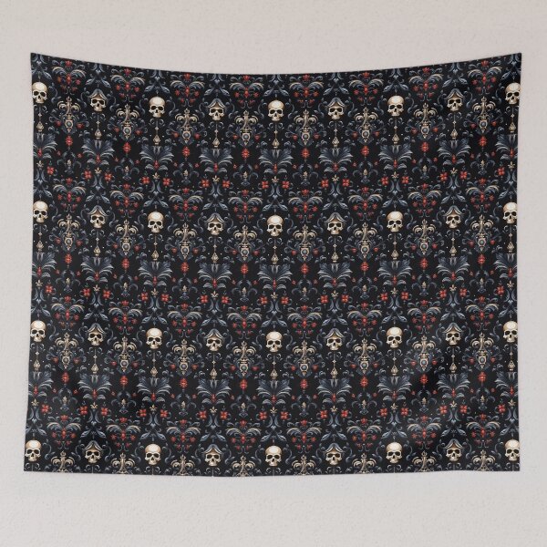 Item preview, Goth, Macabre Tiled Design with Gold and Grey, Red Highlights designed and sold by RRMStudios.