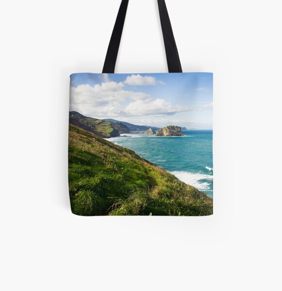 Basque Country coast landscape All Over Print Tote Bag