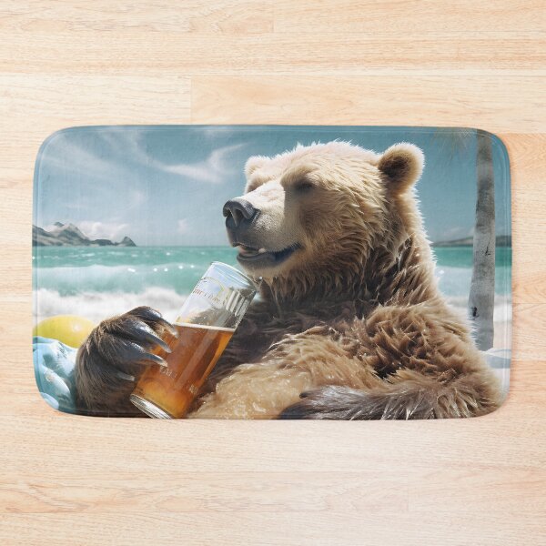 Item preview, Bear with beer enjoying the beach designed and sold by RichardDHJ.
