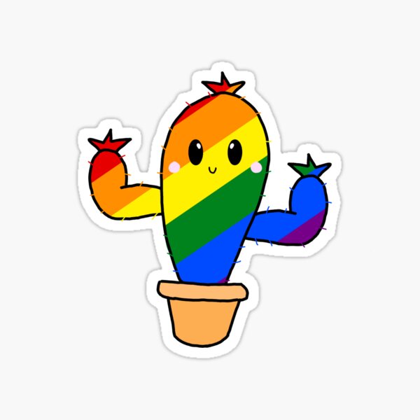 Rainbow- LGBTIQ+ - Cactus - Pride Glossy Sticker