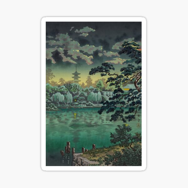 Item preview, The Pond of Sarusawa, Nara on a Rainy Evening 1941 by Tsuchiya Koitsu designed and sold by outdoorway.