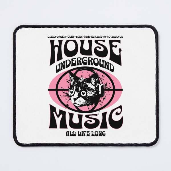 Item preview, HOUSE MUSIC  - Underground Cat  (black/pink) designed and sold by Discothreadz.