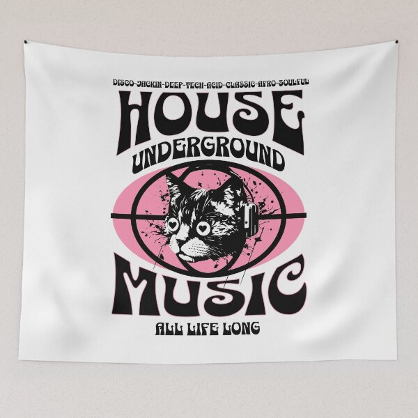 Item preview, HOUSE MUSIC  - Underground Cat  (black/pink) designed and sold by Discothreadz.