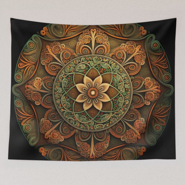 Item preview, Harmony in Motion: Orange Brown and Green Mandala designed and sold by cece4410.