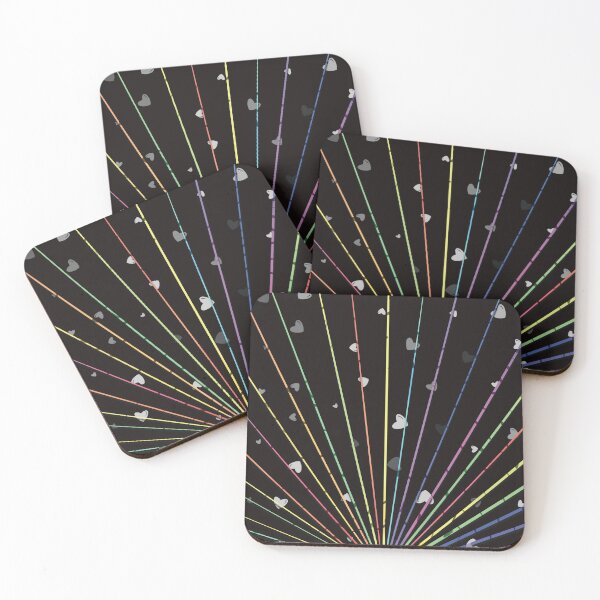 Item preview, Rainbow Laser Light Design With Cute Hearts on Black Background designed and sold by Pevkay97.