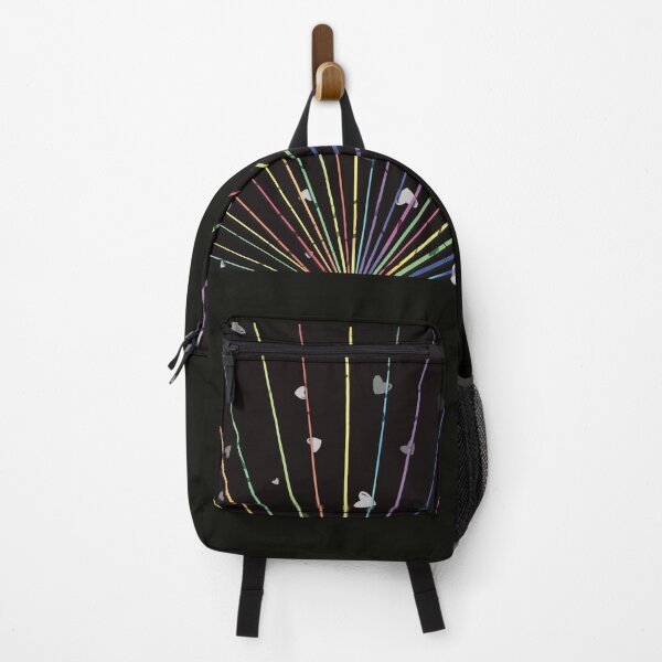 Item preview, Rainbow Laser Light Design With Cute Hearts on Black Background designed and sold by Pevkay97.