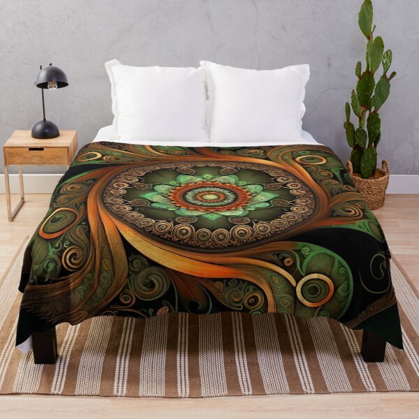 Item preview, Enchanting Symmetry: Orange Brown and Green Mandala designed and sold by cece4410.