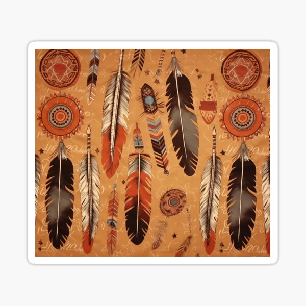 Watercolor Ojibwe Dream Catcher with Bohemian Feather Shower