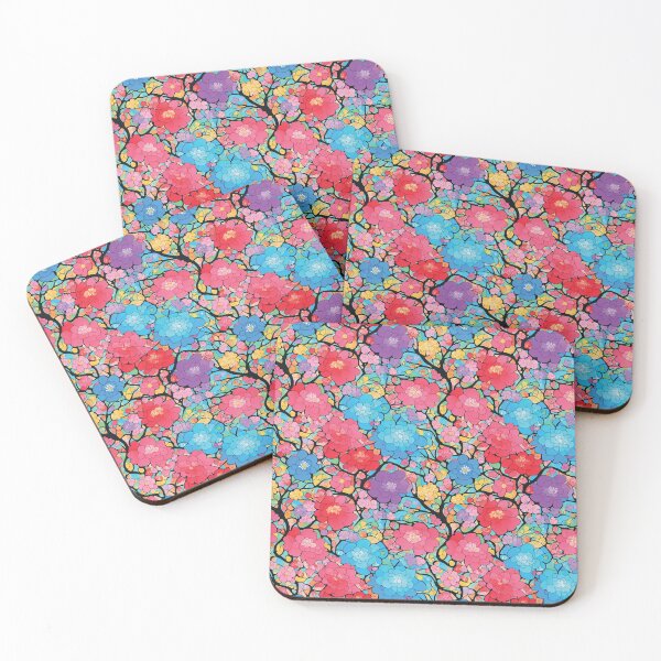 Item preview, seamless tiled colorful floral trees abstract soft paint Japanese style unique designed and sold by mowafak younis.