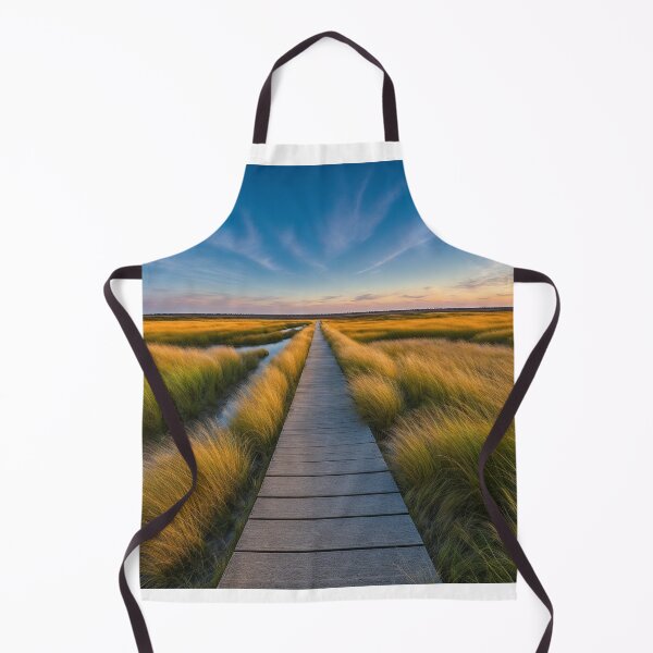 Item preview, Wide Shot of Salt Marsh with Tall Grasses and Boardwalk in the Distance, Ai Generated Art designed and sold by AiGens.