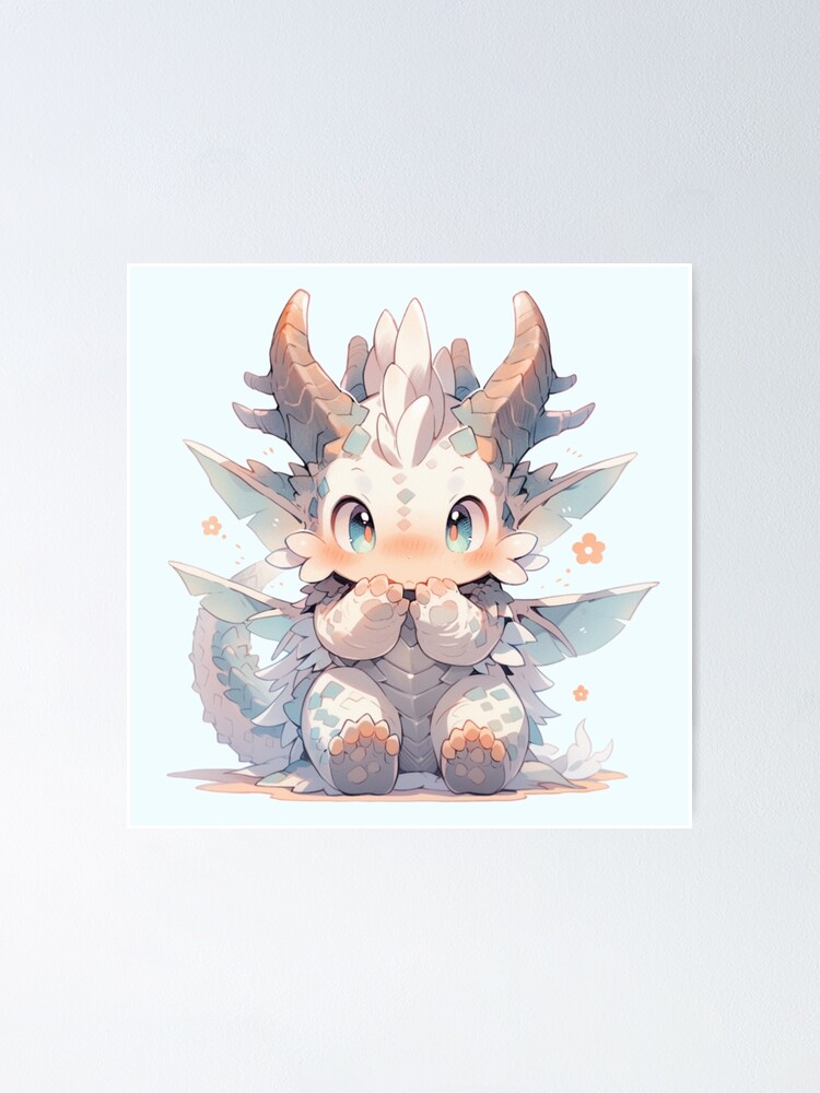 White happy dragon, cute!