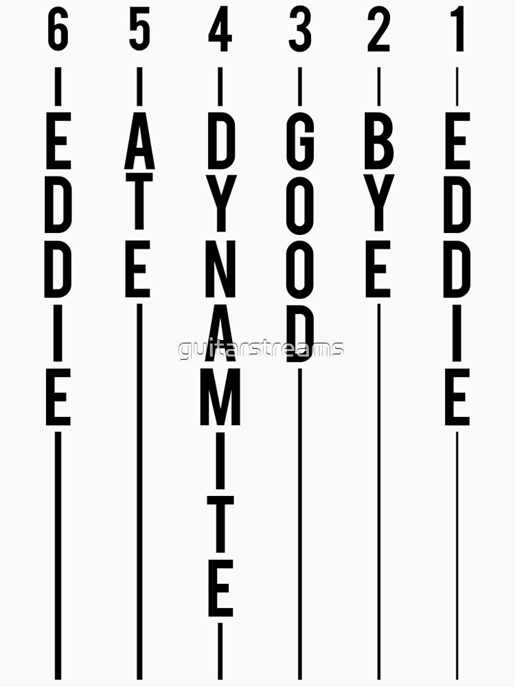 "Guitar Tuning Design Eddie Ate Dynamite Good Bye Eddie Black Graphic