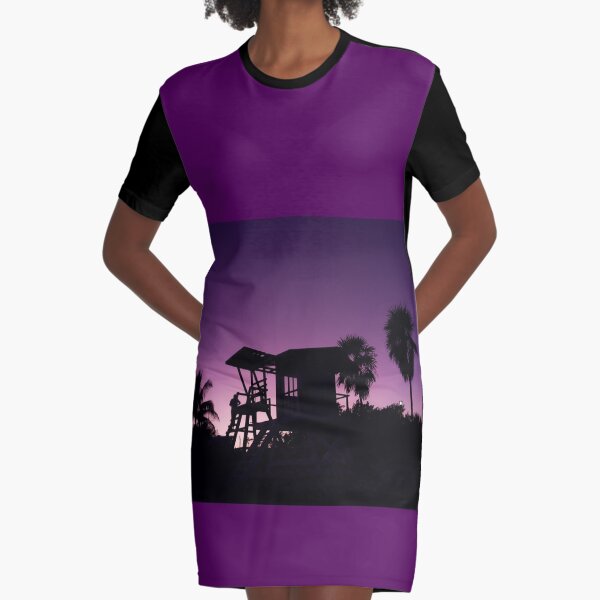 Baywatch tower silhouette sunset Graphic T-Shirt Dress