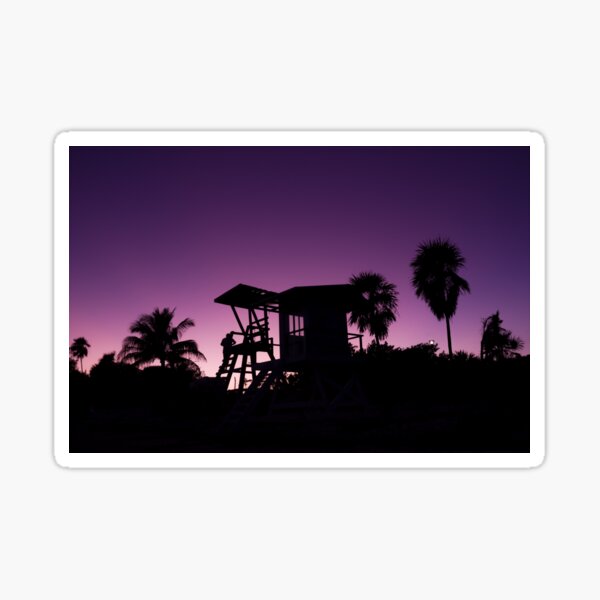 Baywatch tower silhouette sunset Sticker