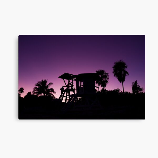 Baywatch tower silhouette sunset Canvas Print