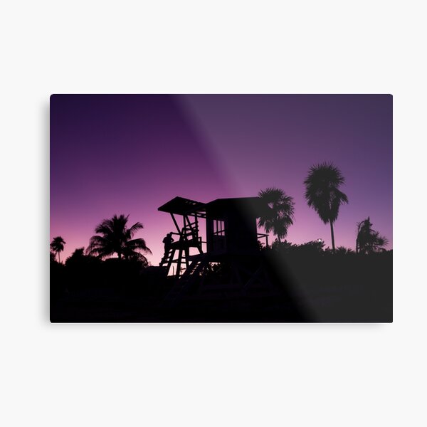 Baywatch tower silhouette sunset Metal Print