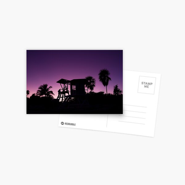 Baywatch tower silhouette sunset Postcard