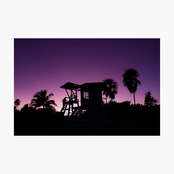 Baywatch tower silhouette sunset Photographic Print
