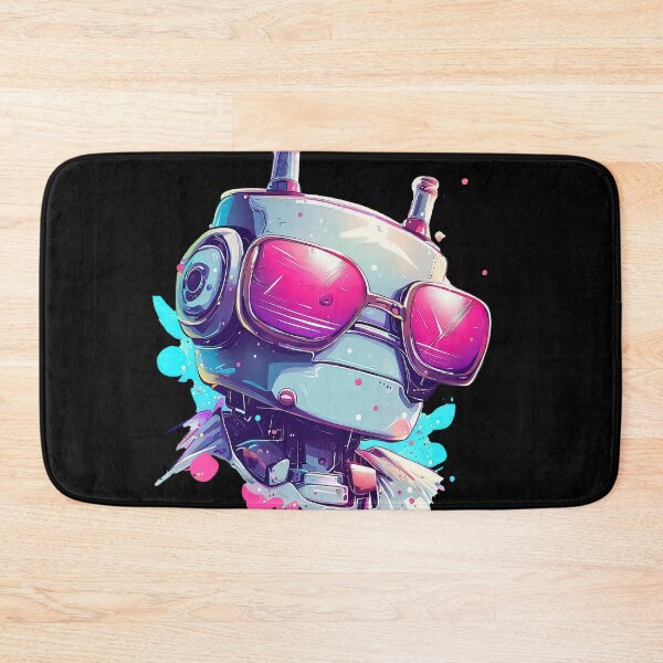 Item preview, Funny robot in sunglasses pastel watercolor splash designed and sold by TomFrontierArt.