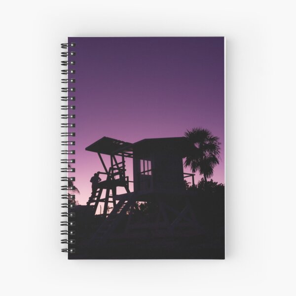 Baywatch tower silhouette sunset Spiral Notebook