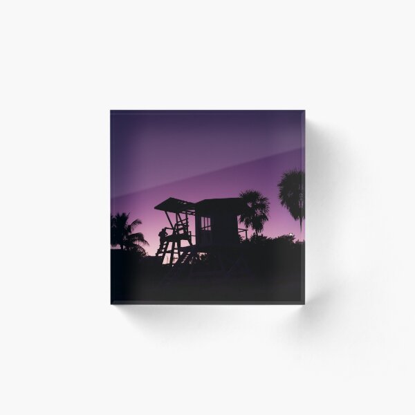 Baywatch tower silhouette sunset Acrylic Block