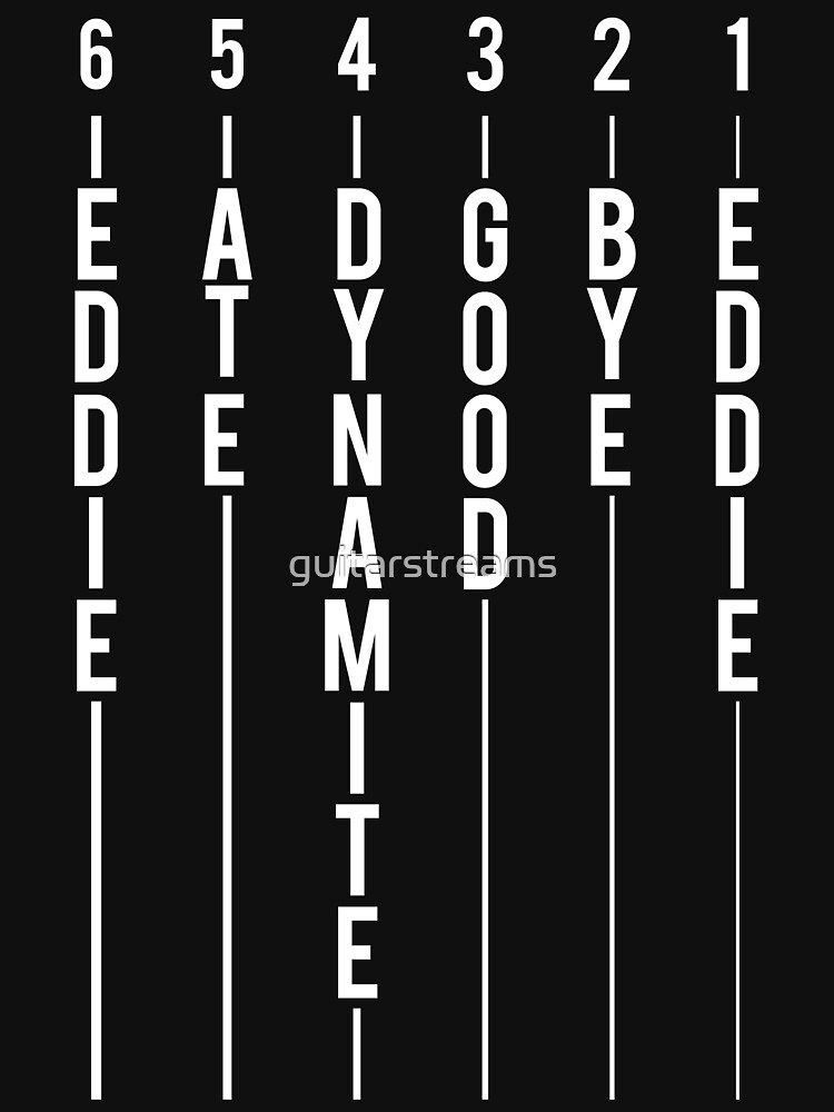 "Guitar Tuning Design Eddie Ate Dynamite Good Bye Eddie White Graphic
