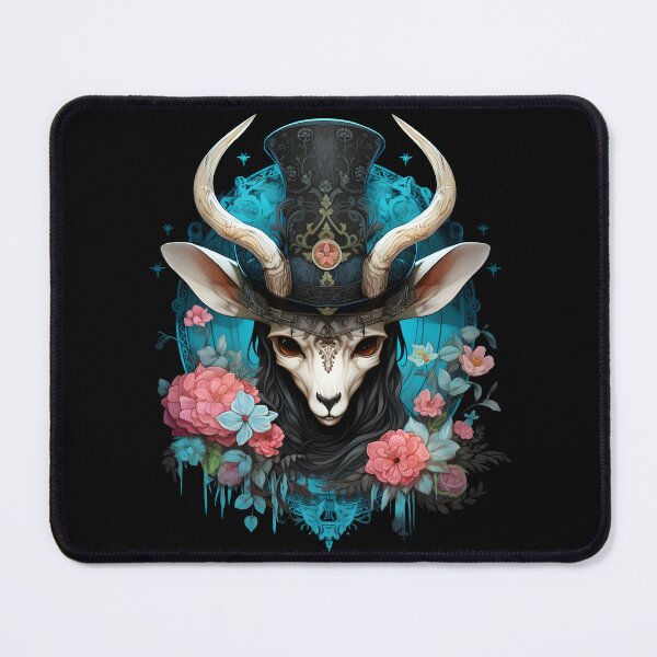 Item preview, A Cute Gazelle In a Top Hat With Pink and Cyan Flowers designed and sold by 20th-eclipse.