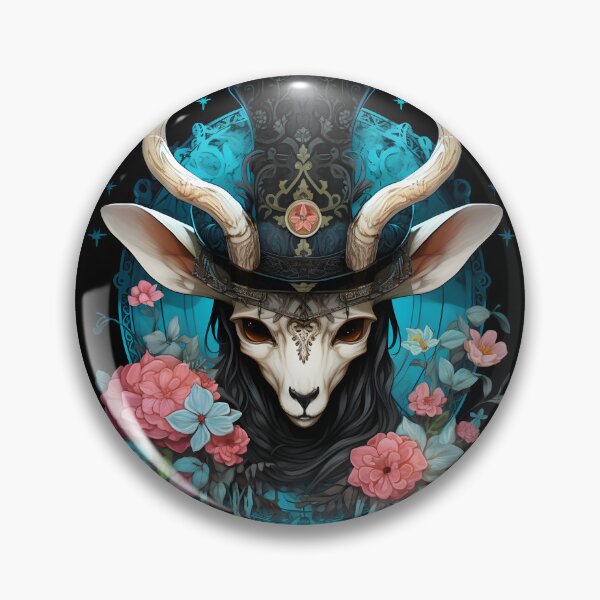 Artikelvorschau, Eine süße Gazelle mit Zylinder und rosa und cyanfarbenen Blumen entworfen und verkauft von 20th-eclipse.