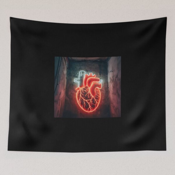 Item preview, Neon light on urban wall: anatomical heart drawing designed and sold by Reinvention.