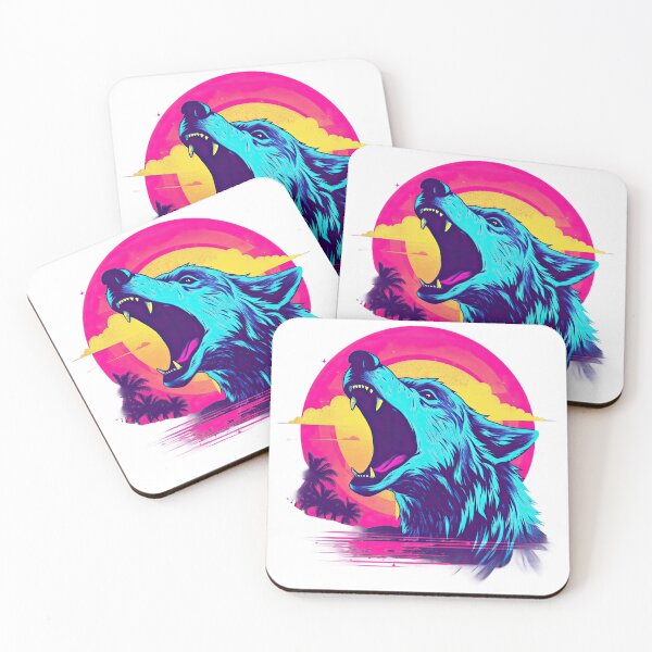 Item preview, Retrowave Howling Wolf designed and sold by Tuong Nguyen.