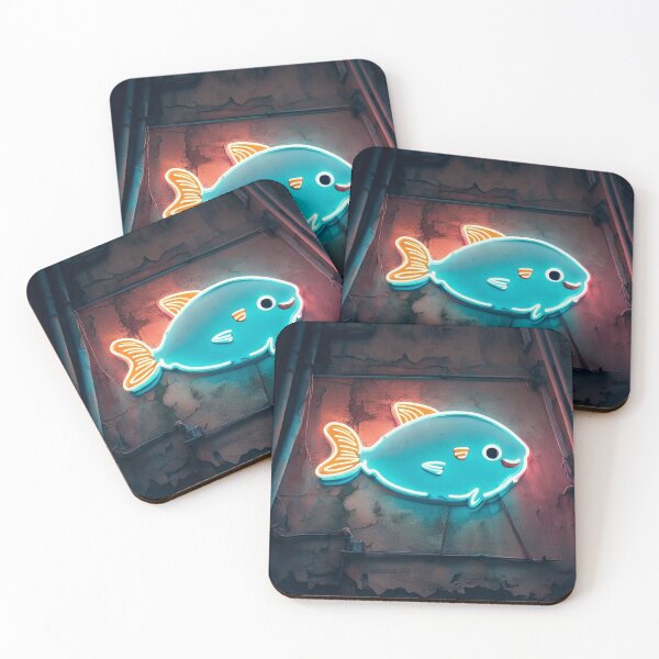 Item preview, Neon light on urban wall: blue goldfish designed and sold by Reinvention.