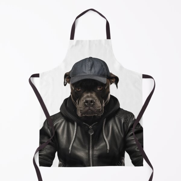 Item preview, Staffie with leather jacket and cap designed and sold by Polnorandco.