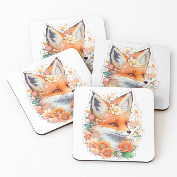 Item preview, Cute fox with flowers designed and sold by MagicalLuna.