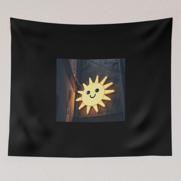 Item preview, Neon light on urban wall: happy cute sun  designed and sold by Reinvention.
