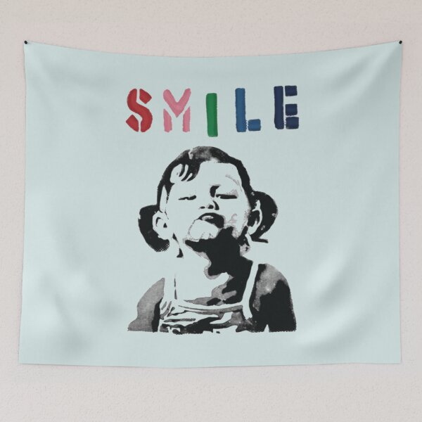 Item preview, Banksy graffiti Quote SMILE with girl not smiling Girl Power resistance HD HIGH QUALITY ONLINE STORE designed and sold by AudrinaBarri.