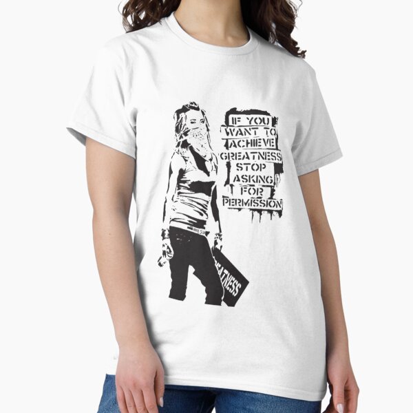 Item preview, Banksy quote graffiti If You Want to Achieve Greatness stop asking for permission black  designed and sold by AudrinaBarri.