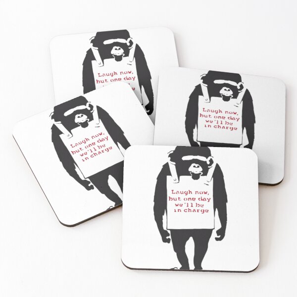Item preview, Banksy Quote Monkey Chimpanze Laugh Now, but one day we'll be in charge Graffiti Street art with Banksy  designed and sold by AudrinaBarri.