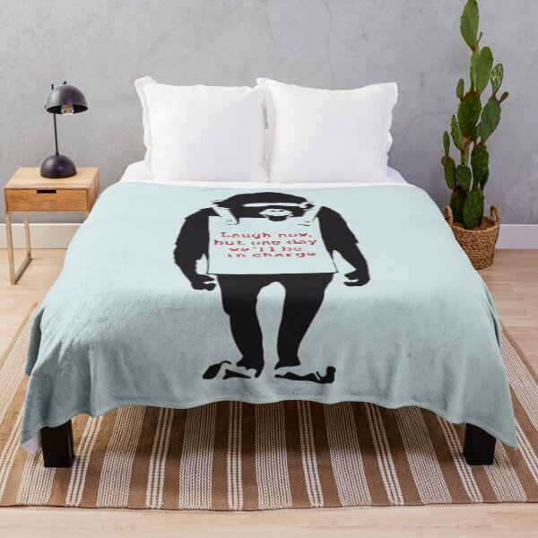 Item preview, Banksy Quote Monkey Chimpanze Laugh Now, but one day we'll be in charge Graffiti Street art with Banksy  designed and sold by AudrinaBarri.