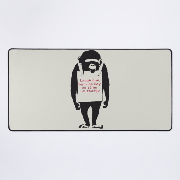 Item preview, Banksy Quote Monkey Chimpanze Laugh Now, but one day we'll be in charge Graffiti Street art with Banksy designed and sold by AudrinaBarri.