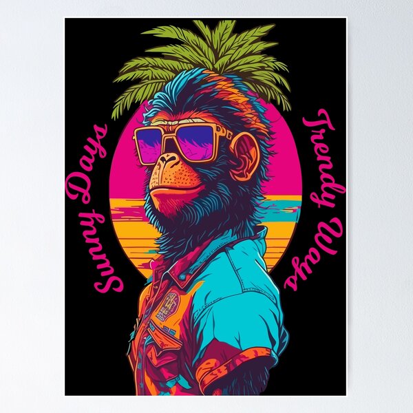 Item preview, Summer Retro Neon Ape Design designed and sold by The Funscape Store.