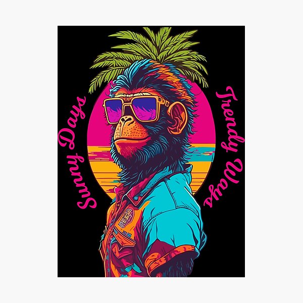 Item preview, Summer Retro Neon Ape Design designed and sold by The Funscape Store.
