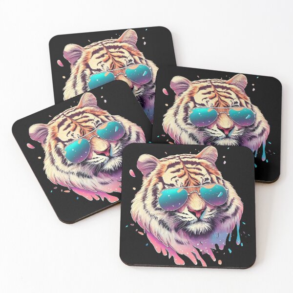 Item preview, Funny tiger in sunglasses pastel watercolor splash designed and sold by TomFrontierArt.