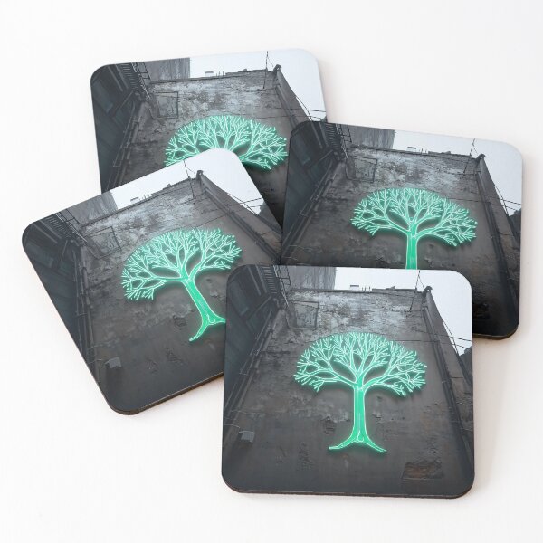 Item preview, Neon light on urban wall: green tree  designed and sold by Reinvention.