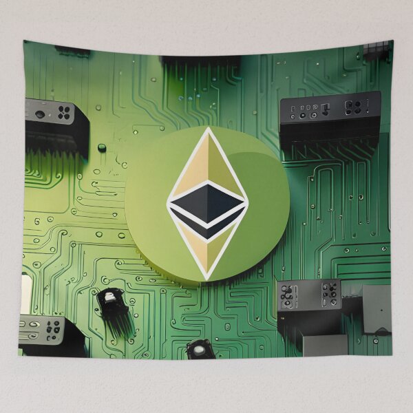 Item preview, Ethereum logo in nice green on a circuit board! designed and sold by Geronimo-Shop.