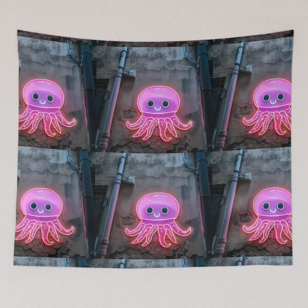 Item preview, Neon light on urban wall: cute octopus  designed and sold by Reinvention.