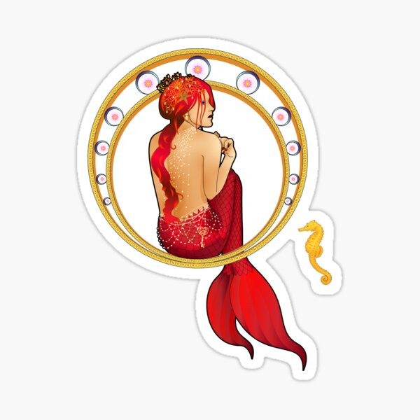 The mermaid and the sea horses Sticker