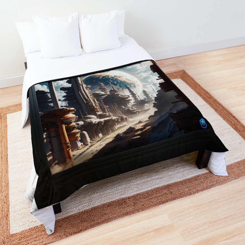 The Branicus Facility On The Planet Traecen Sci-Fantasy AI Concept Art by Xzendor7 Decorative Comforter